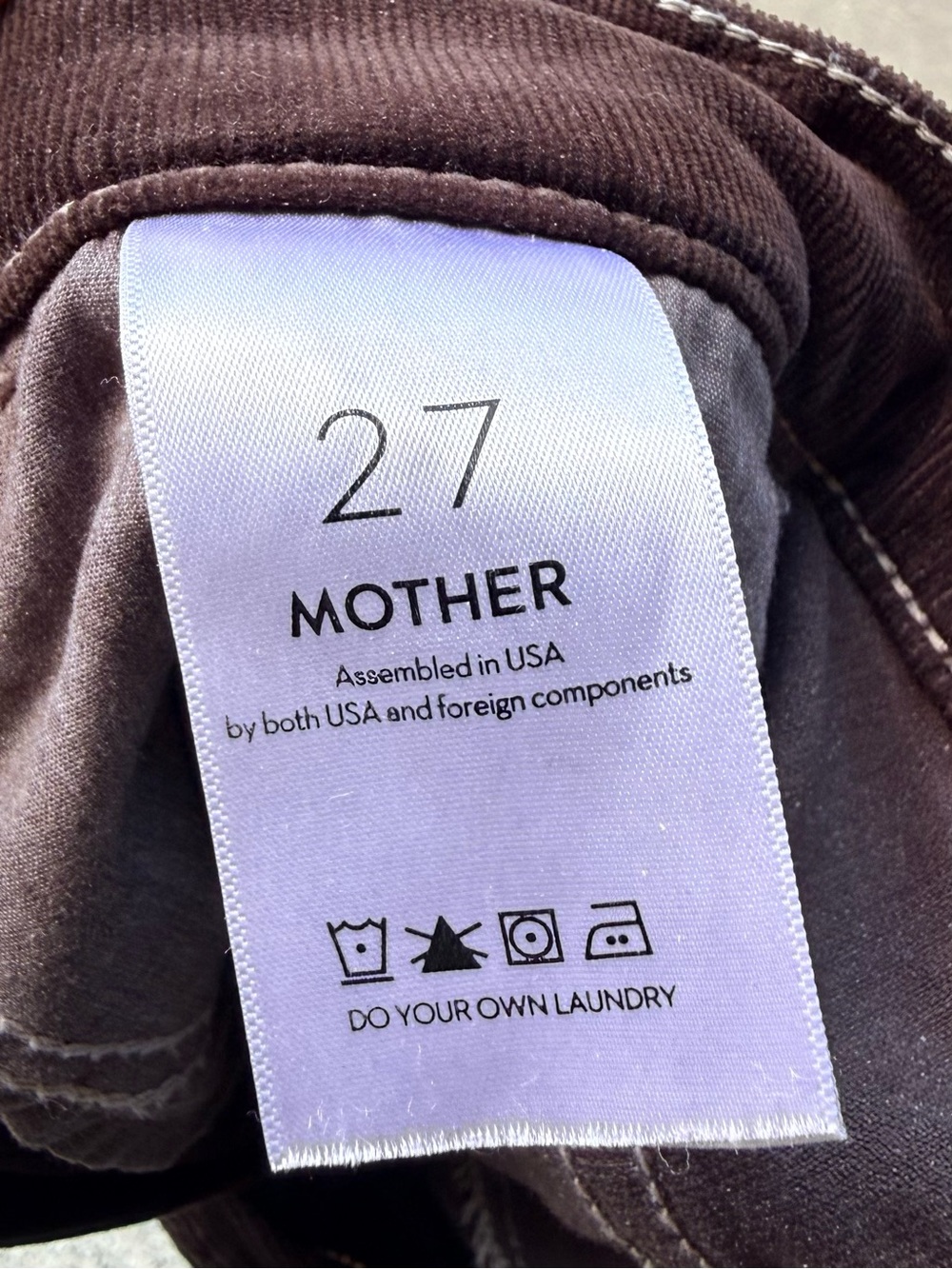 MOTHER women’s Hustler Ankle Fray Corduroy brown pants. - Picture 7 of 13